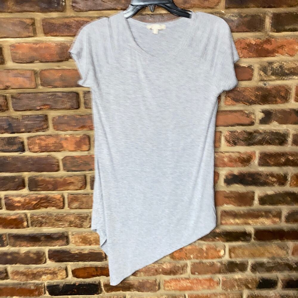 Joan Vass Studio Gray Short Sleeve Asymmetrical Top Women's Size Small